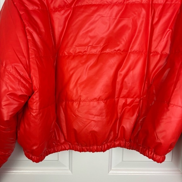 Naked Wardrobe Cropped Puffer Orange Jacket Size Medium - Picture 9 of 11